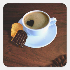 ハート型フォーム付きコーヒーカップ スクエアシール