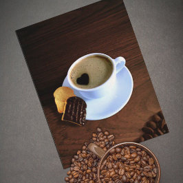 ハート型フォーム付きコーヒーカップ ポストカード