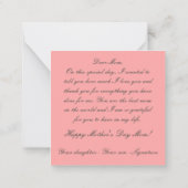 ハート型フラワーアレンジメント（母の日のプレゼント） ノートカード (裏面)