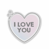 ハート型フレームに入った"I love you"の文字 シール (正面)