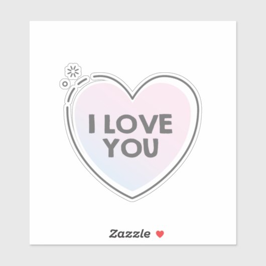 ハート型フレームに入った"I love you"の文字 シール (シート)