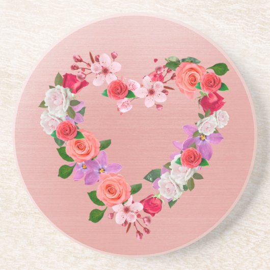 ハート型フローラの花束 コースター (正面)