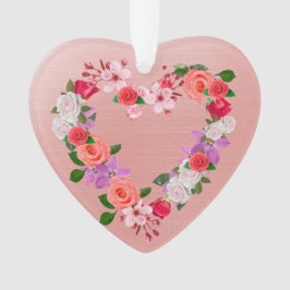 ハート型フローラブーケのラブセラミック オーナメント
