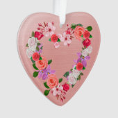 ハート型フローラブーケのラブセラミック オーナメント (正面)