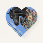 ハート型ブラックホースパーソナライズされた ノートブック (正面)