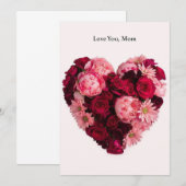 ハート型ブーケマザーズデイカード 招待状 (正面/裏面)