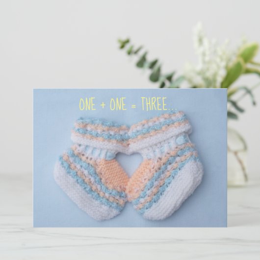 ハート型ベビーブーティー妊娠告知 案内状 (スタンド正面)