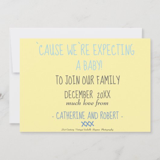 ハート型ベビーブーティー妊娠告知 案内状 (裏面)