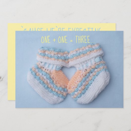 ハート型ベビーブーティー妊娠告知 案内状 (正面/裏面)