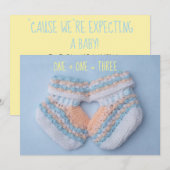 ハート型ベビー ブーツ 出産発表 案内状 (正面/裏面)