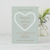 ハート型ホワイトセージ金ゴールド結婚式招待状 招待状 (スタンド正面)