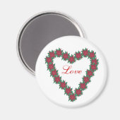 ハート型ポインセチア花磁石 マグネット (正面/裏面)