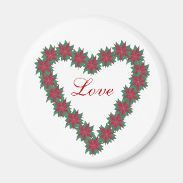 ハート型ポインセチア花磁石 マグネット