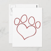 ハート型ポープリントドッグキャットパピーキッチン ポストカード (正面/裏面)