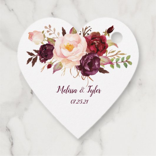 ハート型マルサラブルゴーニュ結婚ボホ | フェイバータグ (裏面)