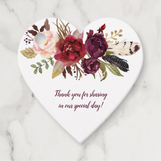 ハート型マルサラブルゴーニュ結婚ボホ | フェイバータグ (正面)