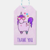 ハート型メガネのかわいいユニコーンありがとう ギフトタグ (正面)