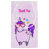 ハート型メガネのかわいいユニコーンありがとう スモールペーパーバッグ (裏面)