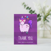 ハート型メガネのかわいいユニコーンありがとう ポストカード (スタンド正面)