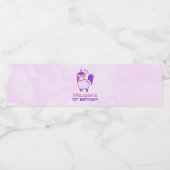 ハート型メガネのかわいいユニコーン誕生日 ペットボトルラベル (シングルラベル)