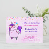 ハート型メガネのかわいいユニコーン誕生日 招待状 (スタンド正面)
