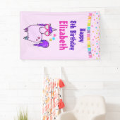 ハート型メガネのかわいいユニコーン誕生日 横断幕 (インサイチュ)