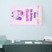 ハート型メガネのかわいいユニコーン誕生日 横断幕 (トレードショー)