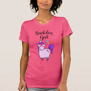 ハート型メガネのかわいいユニコーン誕生日 Tシャツ