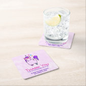 ハート型メガネのかわいいユニコーン赤ちゃんシャワー スクエアペーパーコースター (インサイチュ)