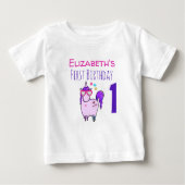 ハート型メガネのユニコーン 1歳の誕生日 ベビーTシャツ (正面)