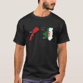 ハート型モロッコとアルジェリアの国旗地図 モロッコ人 Tシャツ (正面)