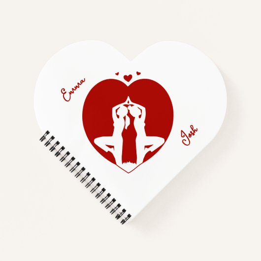 ハート型ヨガ対パーソナライズされた対 ノートブック (正面)