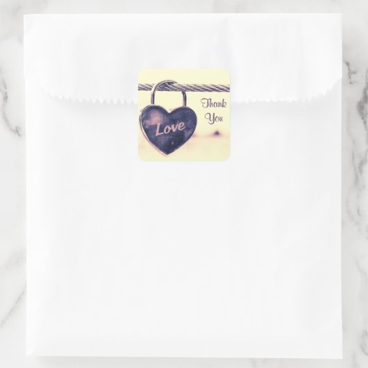 ハート型ラブパドロックありがとう スクエアシール (バッグ)