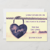 ハート型ラブパドロックウェディング 招待状 (裏面)