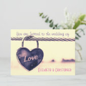 ハート型ラブパドロック結婚ズ 招待状 (スタンド正面)