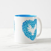 ハート型リースの花パステルブルー ツートーンマグカップ (正面右)