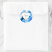 ハート型リースオンブルー抽象芸術サンキュー ラウンドシール (バッグ)