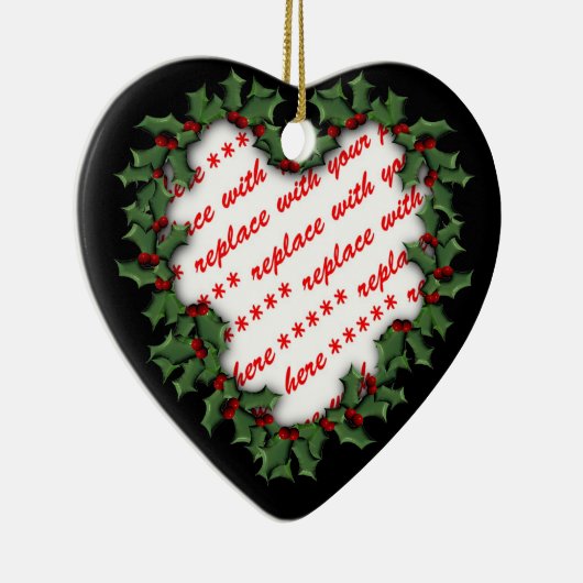 ハート型リースクリスマスフォトフレーム セラミックオーナメント (右)