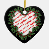 ハート型リースクリスマスフォトフレーム セラミックオーナメント (正面)