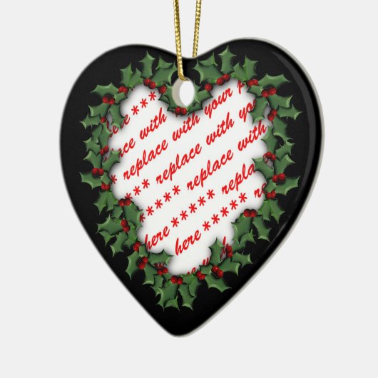 ハート型リースクリスマスフォトフレーム セラミックオーナメント (左)