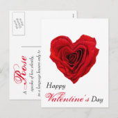 ハート型レッドローズバレンタインズデイホリデーポスト シーズンポストカード (正面/裏面)