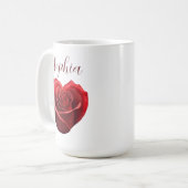 ハート型レッドローズバレンタインデー コーヒーマグカップ (正面左)