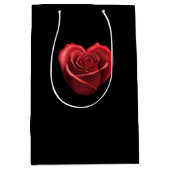 ハート型レッドローズバレンタインデー ミディアムペーパーバッグ (正面)