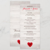 ハート型レッドローズ結婚のメニューhhn01 メニュー (正面/裏面)