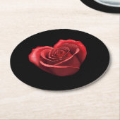 ハート型レッドローズ結婚ズ ラウンドペーパーコースター (アングル)