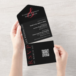 ハート型レッドローズ – オールインワンウェディング招待 オールインワン招待状