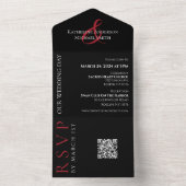 ハート型レッドローズ – オールインワンウェディング招待 オールインワン招待状 (内側)