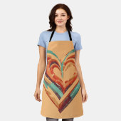 ハート型レトロ エプロン (着用した状態)