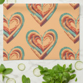 ハート型レトロ キッチンタオル (折り畳み)