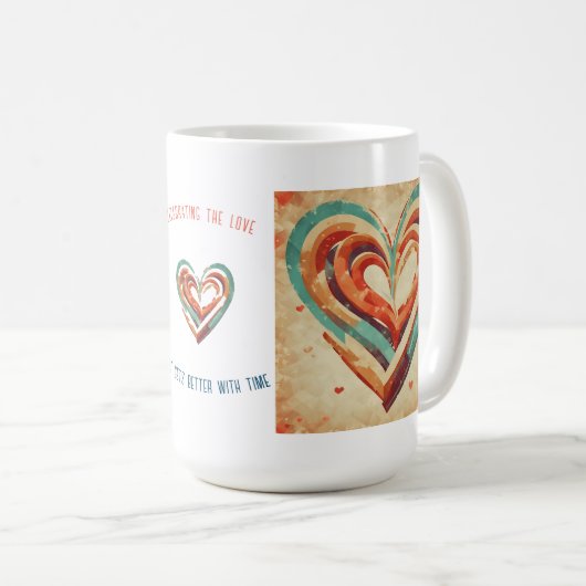 ハート型レトロ コーヒーマグカップ (正面右)
